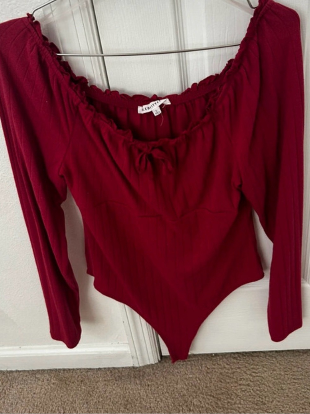 Celebrity Pink Women's Red Long-Sleeve Scoop Neck Bodysuit